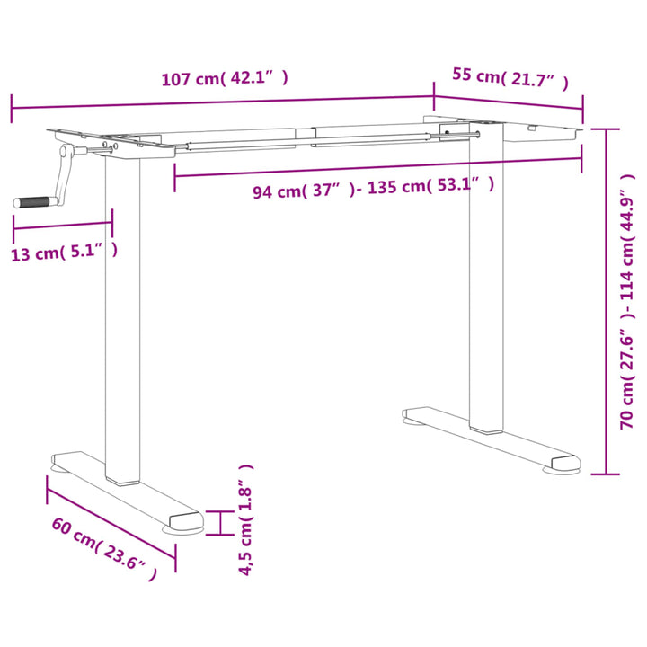 Stativ För Höjbart Skrivbord (94-135)X60X(70-114) Cm Stål