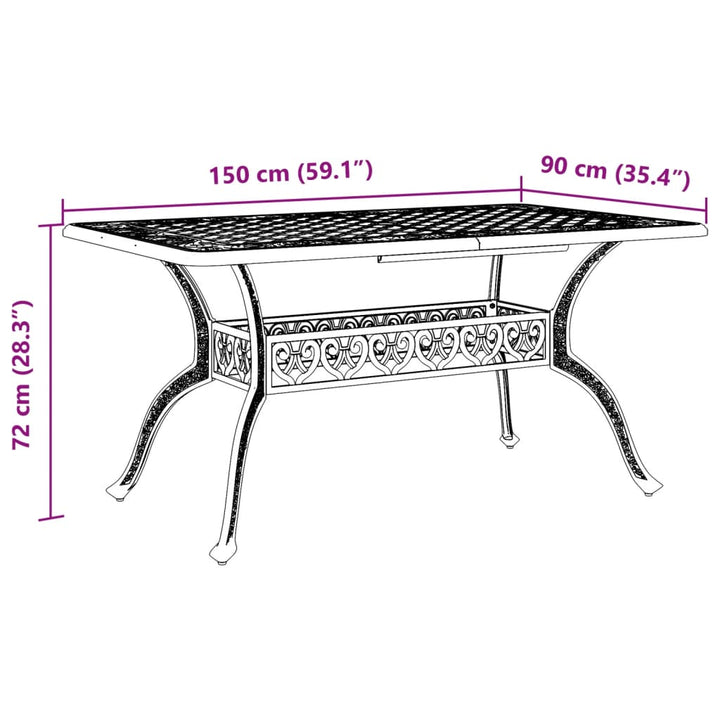 Trädgårdsbord 150X90X72 Cm Gjuten Aluminium