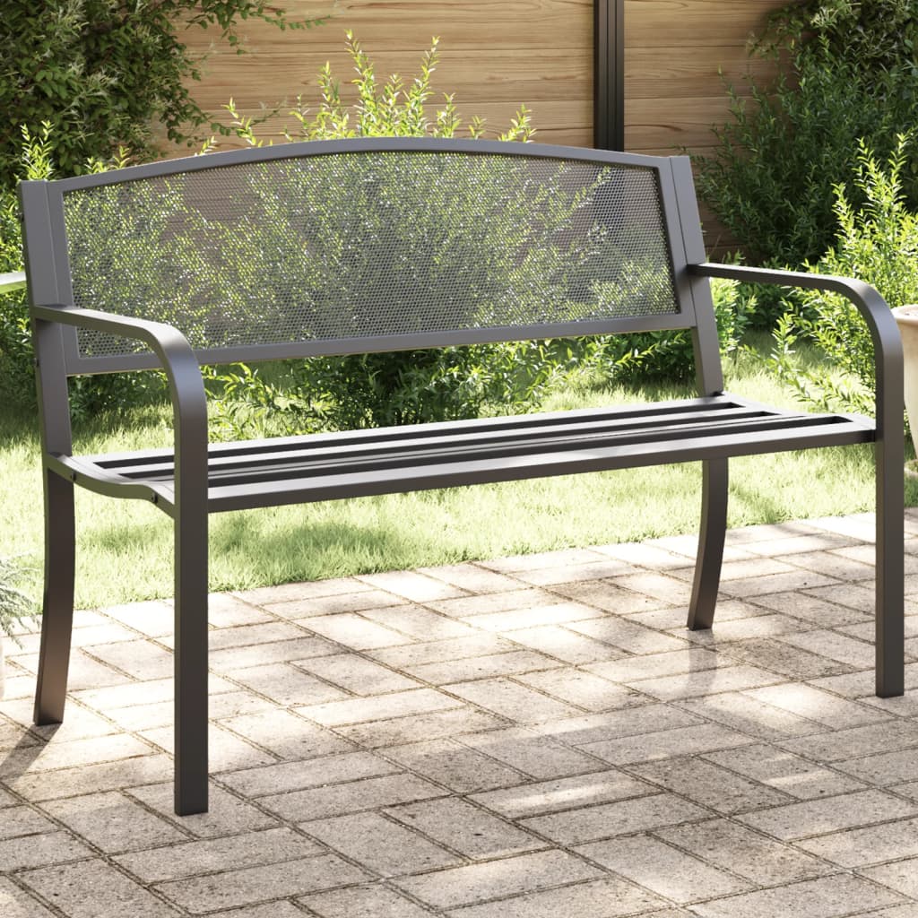 Trädgårdsbänk 119 Cm Svart Stål