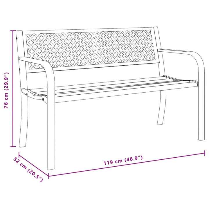 Trädgårdsbänk 119 Cm Svart Stål