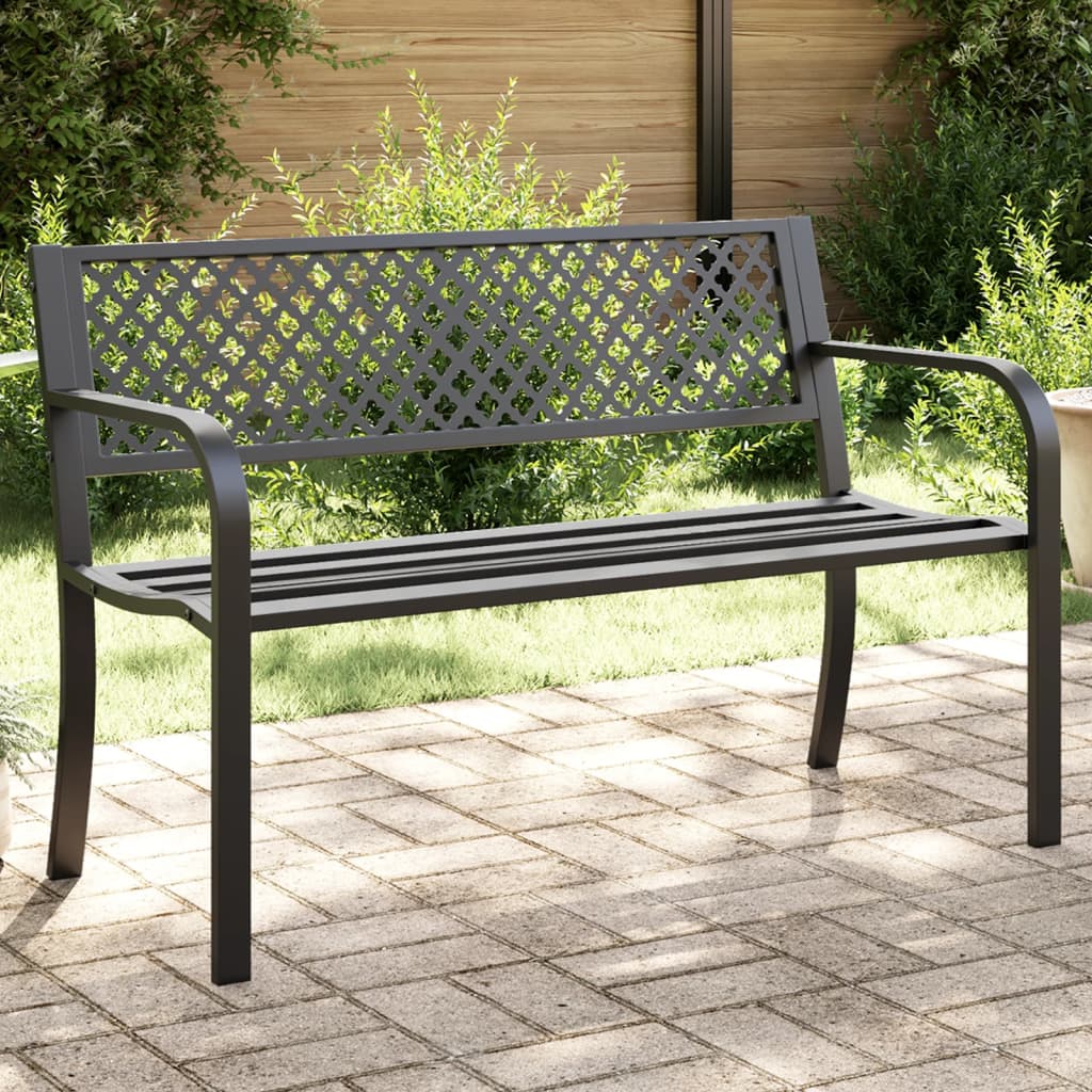 Trädgårdsbänk 119 Cm Svart Stål