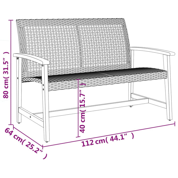 Trädgårds Grå 112 Cm Konstrotting Och Massivt Akaciaträ