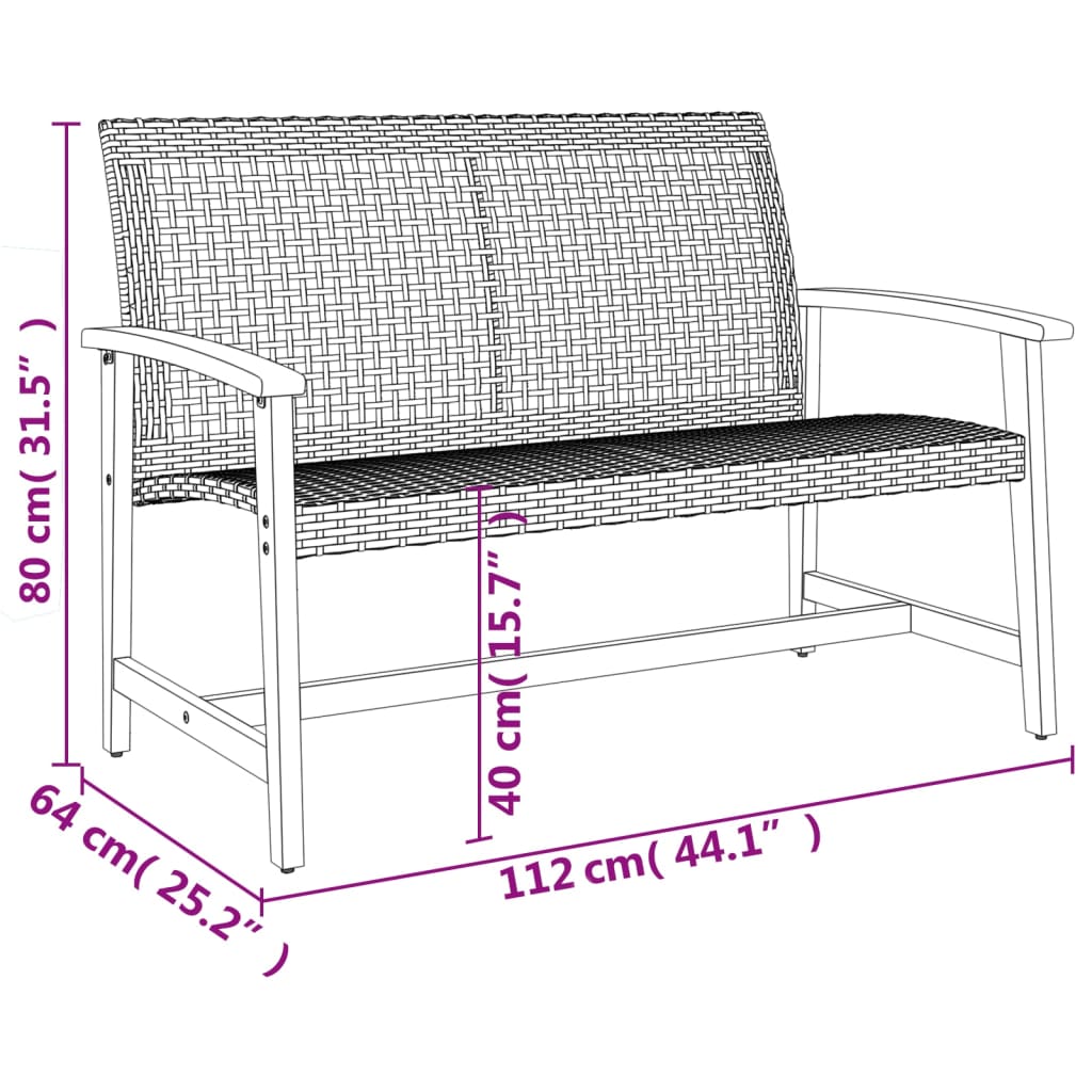 Trädgårds Grå 112 Cm Konstrotting Och Massivt Akaciaträ