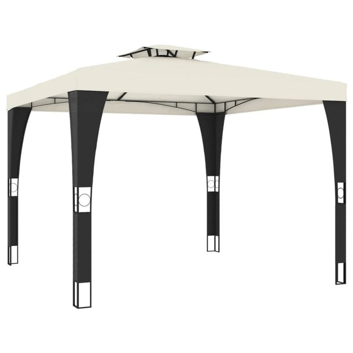 Paviljong Med Dubbelt Tak Gräddvit 2,98X2,98 M Stål