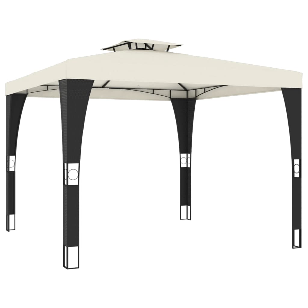Paviljong Med Dubbelt Tak Gräddvit 2,98X2,98 M Stål
