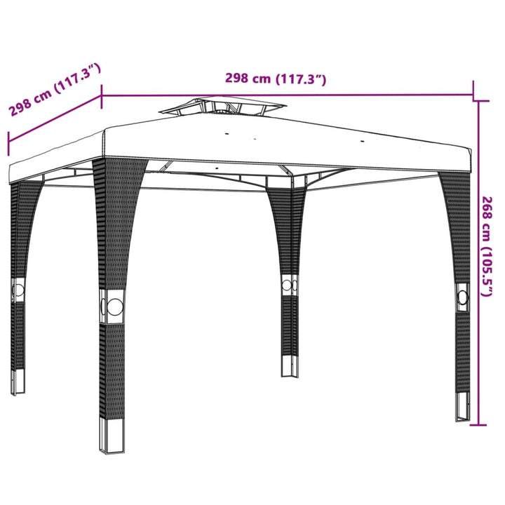 Paviljong Med Dubbelt Tak Gräddvit 2,98X2,98 M Stål