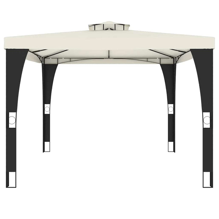 Paviljong Med Dubbelt Tak Gräddvit 3,98X2,98 M Stål