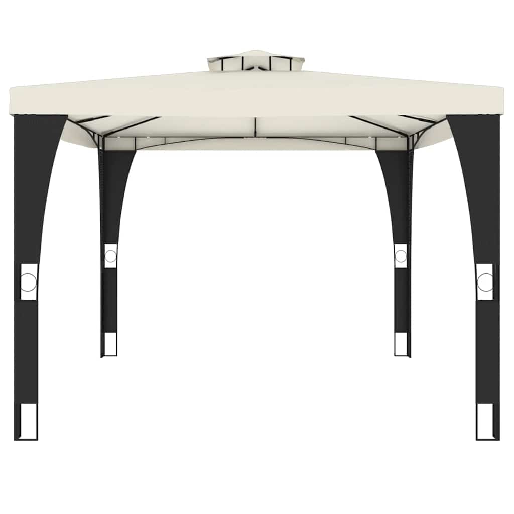 Paviljong Med Dubbelt Tak Gräddvit 3,98X2,98 M Stål