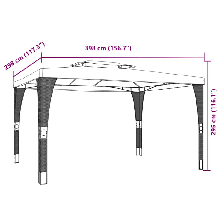 Paviljong Med Dubbelt Tak Gräddvit 3,98X2,98 M Stål