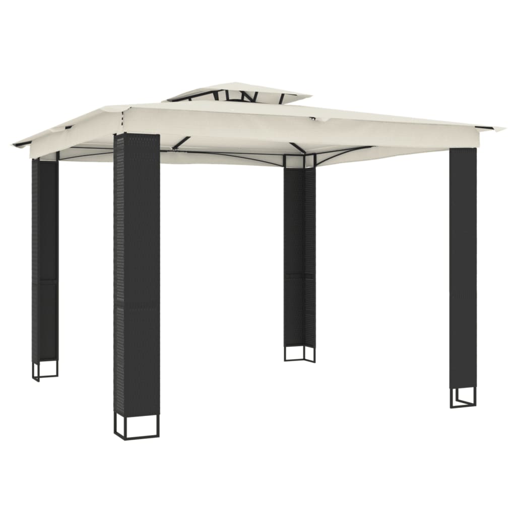 Paviljong Med Dubbelt Tak Gräddvit 2,94X2,94 M Stål