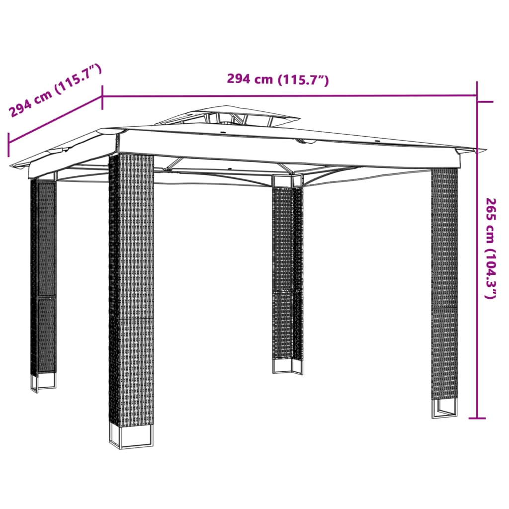 Paviljong Med Dubbelt Tak Gräddvit 2,94X2,94 M Stål