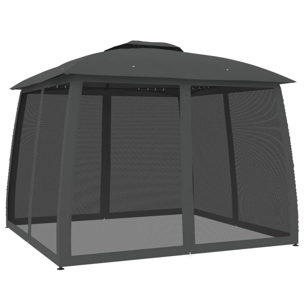 Paviljong Med Dubbelt Tak & Nätväggar 2,93X2,93 M Stål