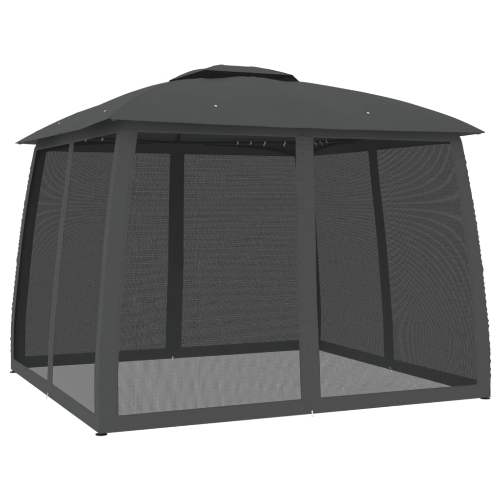 Paviljong Med Dubbelt Tak &amp; Nätväggar 2,93X2,93 M Stål