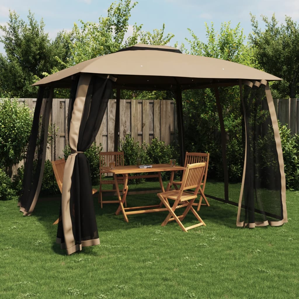 Paviljong Med Dubbelt Tak &amp; Nätväggar 2,93X2,93 M Stål