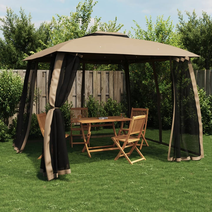 Paviljong Med Dubbelt Tak &amp; Nätväggar 2,93X2,93 M Stål