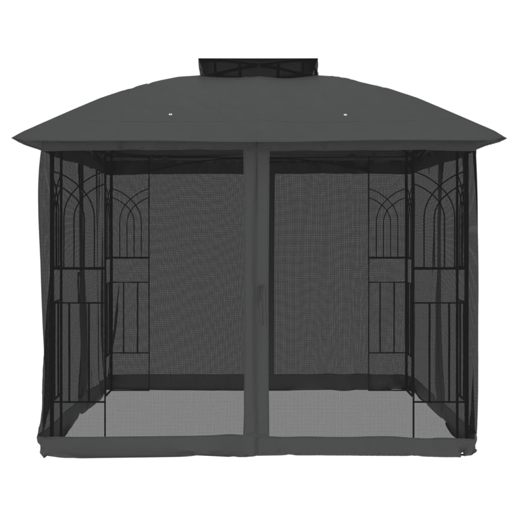 Paviljong Med Dubbelt Tak &amp; Nätväggar 2,94X2,94 M Stål