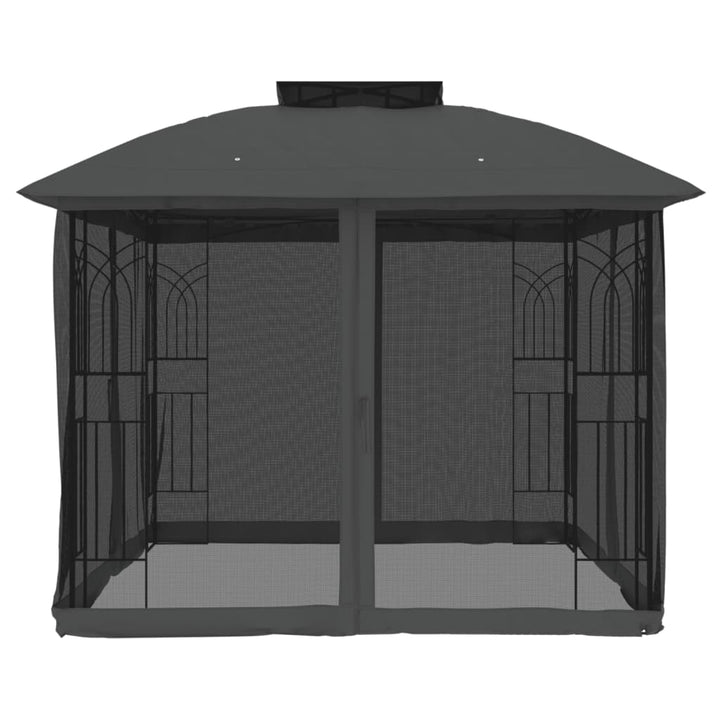 Paviljong Med Dubbelt Tak &amp; Nätväggar 2,94X2,94 M Stål