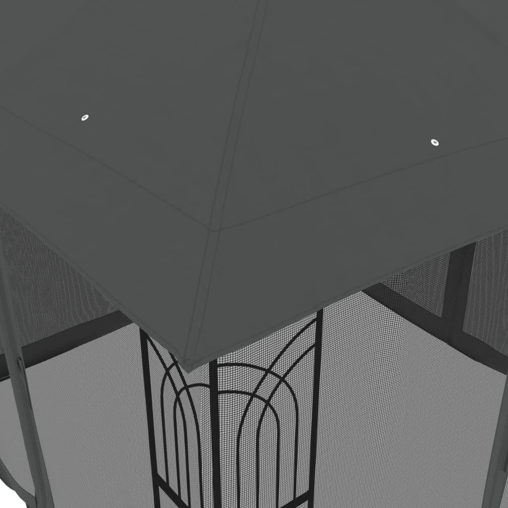 Paviljong Med Dubbelt Tak &amp; Nätväggar 2,94X2,94 M Stål