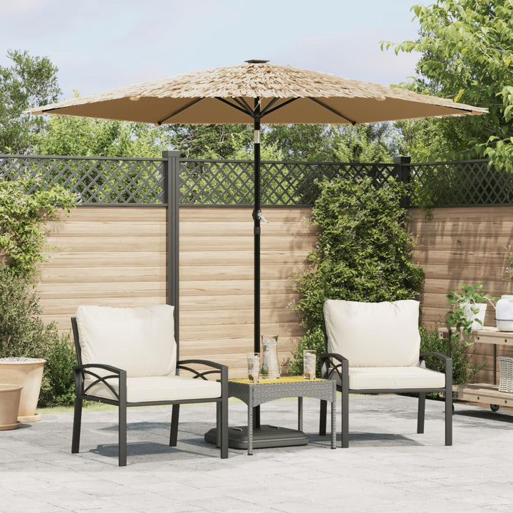 Trädgårdsparasoll Med Leds Och Stålstång Brun