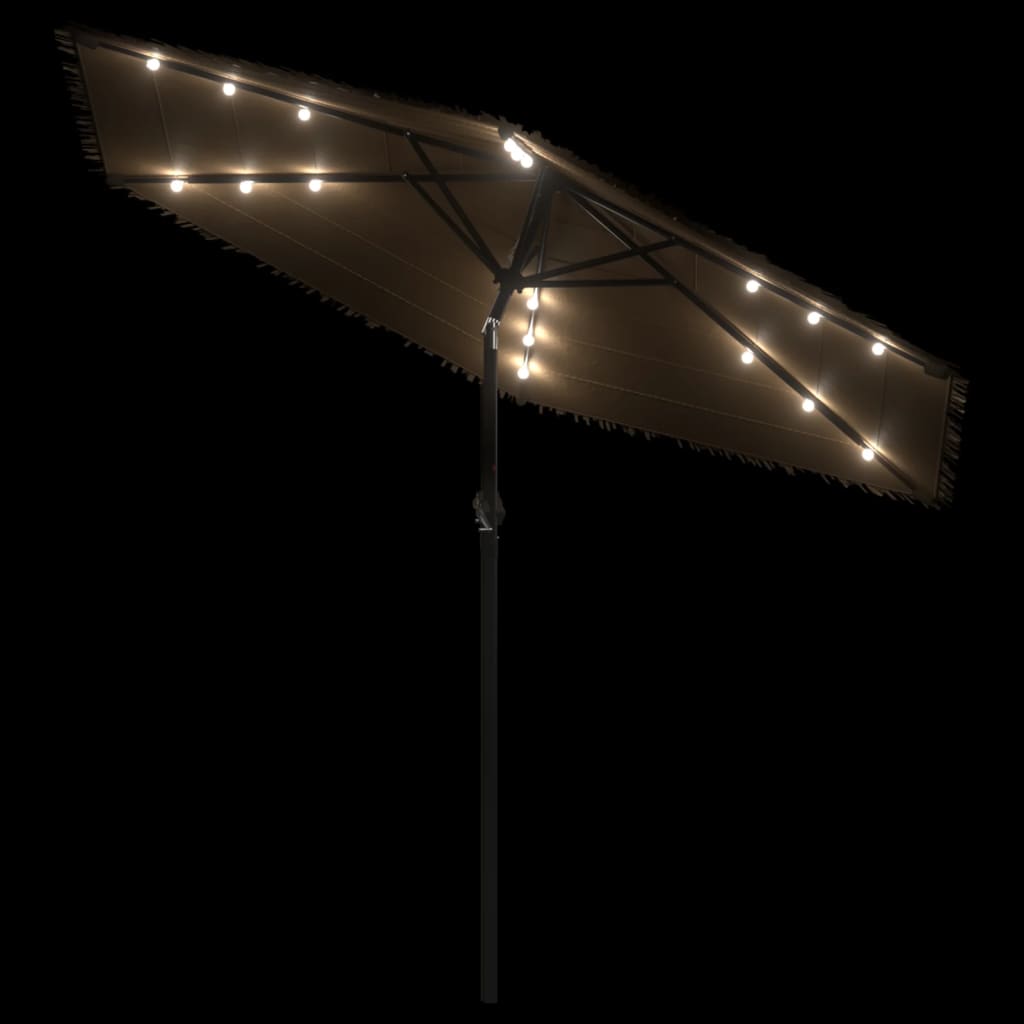 Trädgårdsparasoll Med Leds Och Stålstång Brun