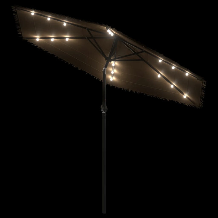 Trädgårdsparasoll Med Leds Och Stålstång Brun