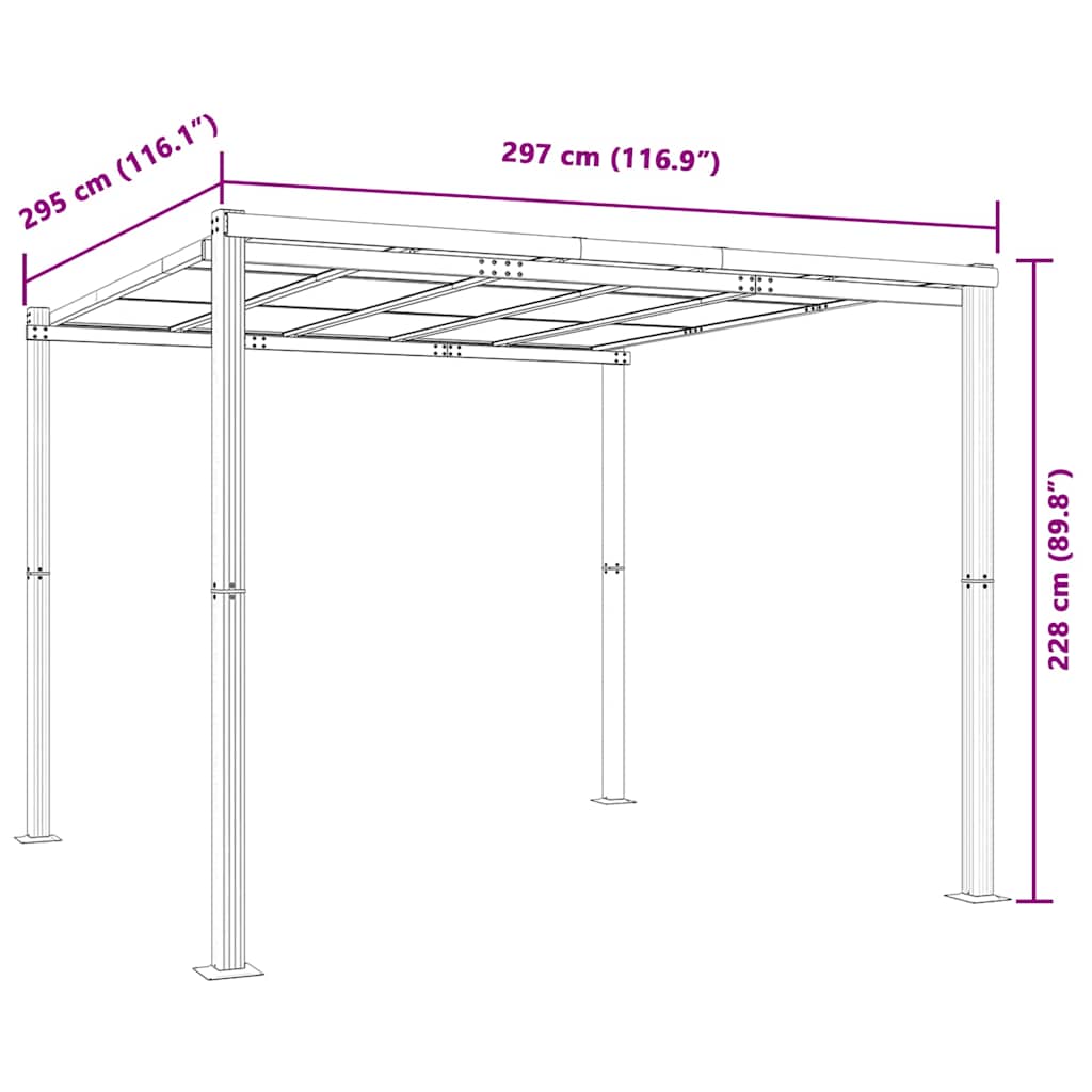 Lusthus Antracit 3X3 M Aluminium
