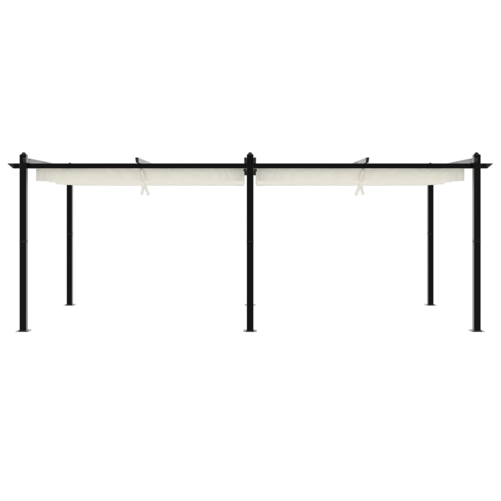 Paviljong Med Infällbart Tak Gräddvit 3X6 M Aluminium