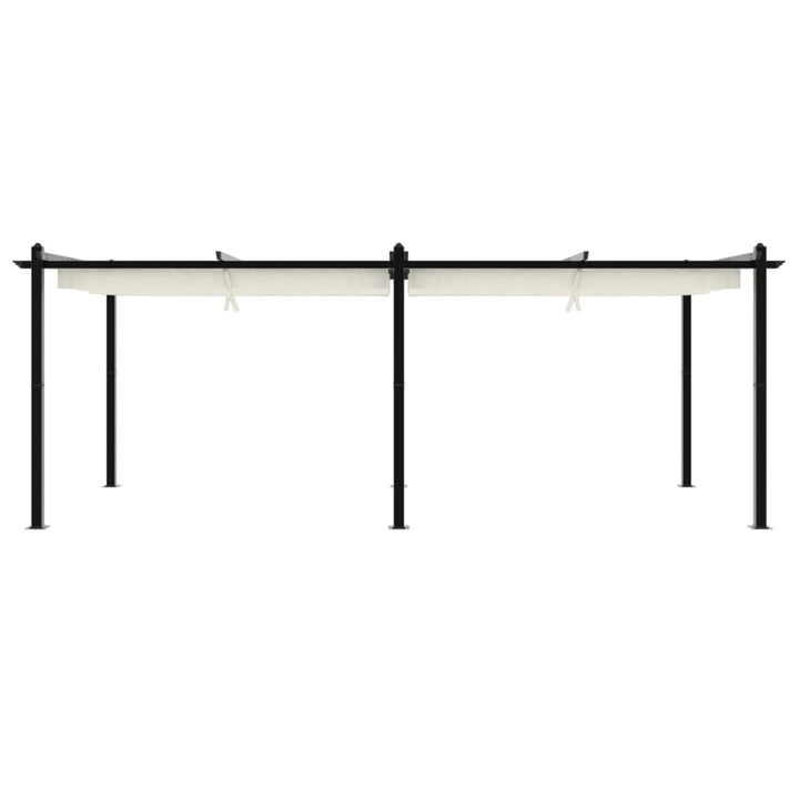 Paviljong Med Infällbart Tak Gräddvit 3X6 M Aluminium