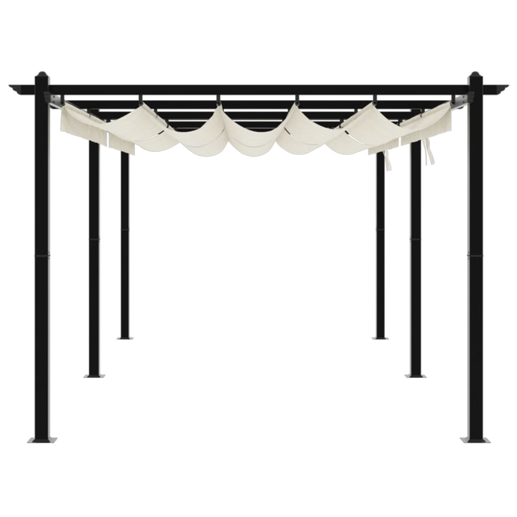 Paviljong Med Infällbart Tak Gräddvit 3X6 M Aluminium