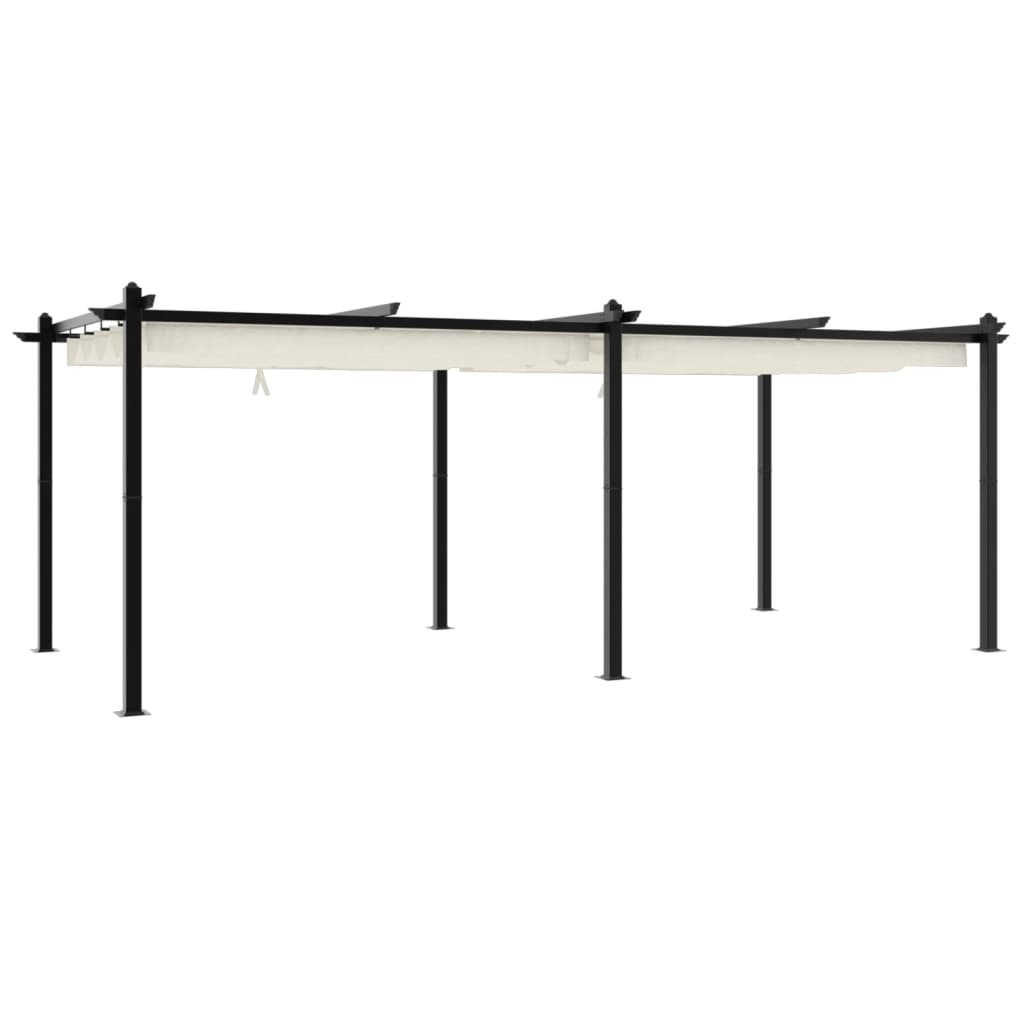 Paviljong Med Infällbart Tak Gräddvit 3X6 M Aluminium