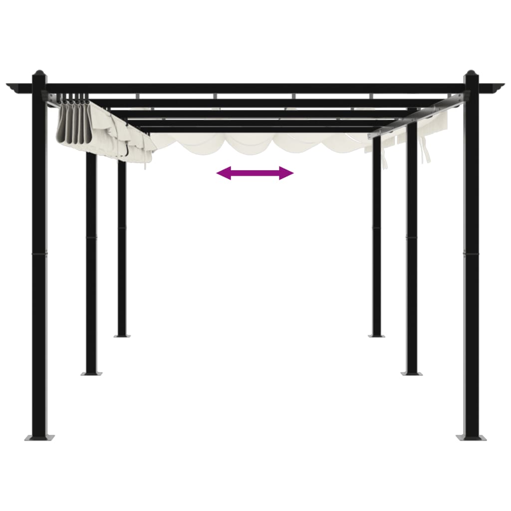 Paviljong Med Infällbart Tak Gräddvit 3X6 M Aluminium