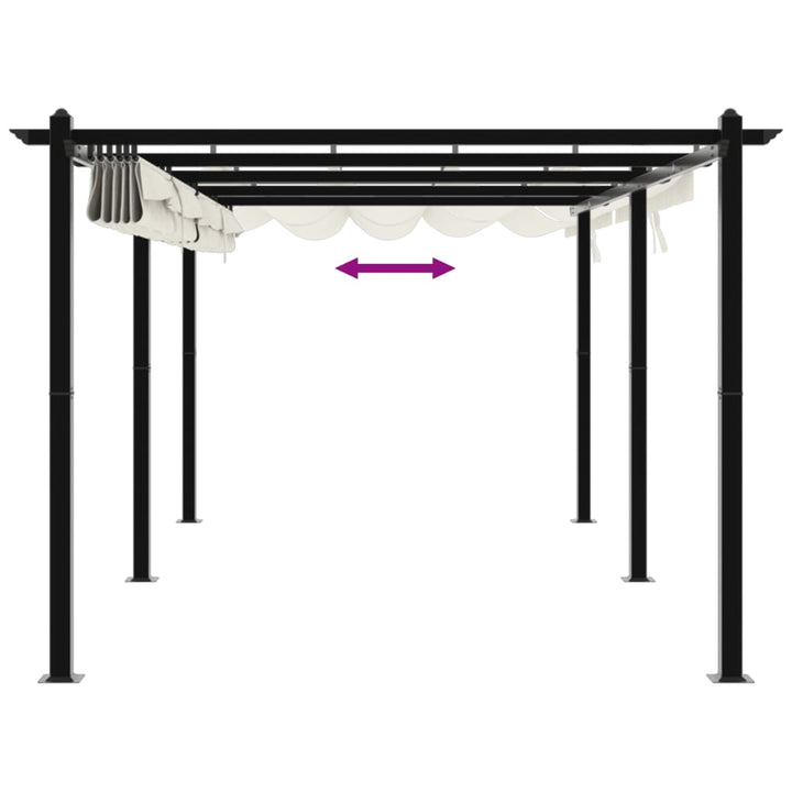 Paviljong Med Infällbart Tak Gräddvit 3X6 M Aluminium