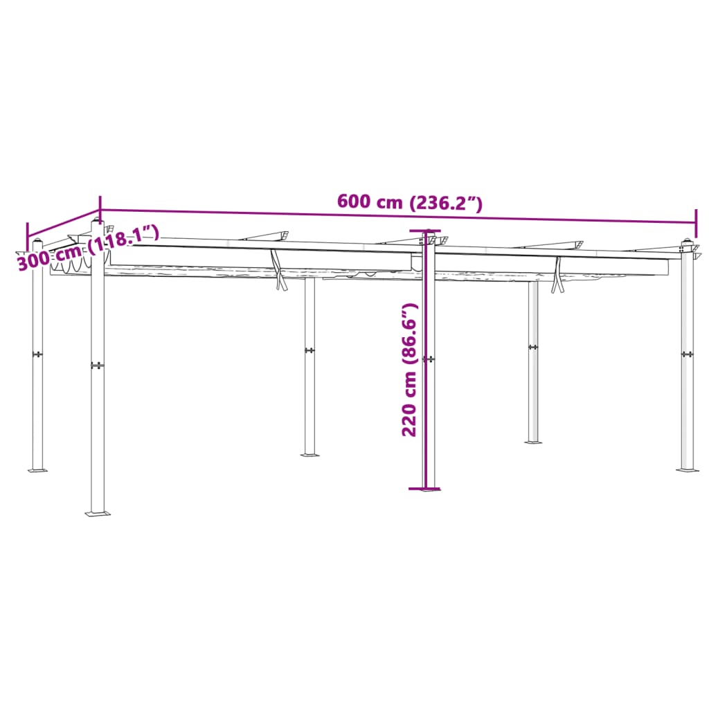Paviljong Med Infällbart Tak Gräddvit 3X6 M Aluminium