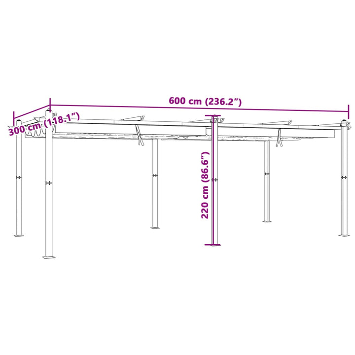 Paviljong Med Infällbart Tak Gräddvit 3X6 M Aluminium