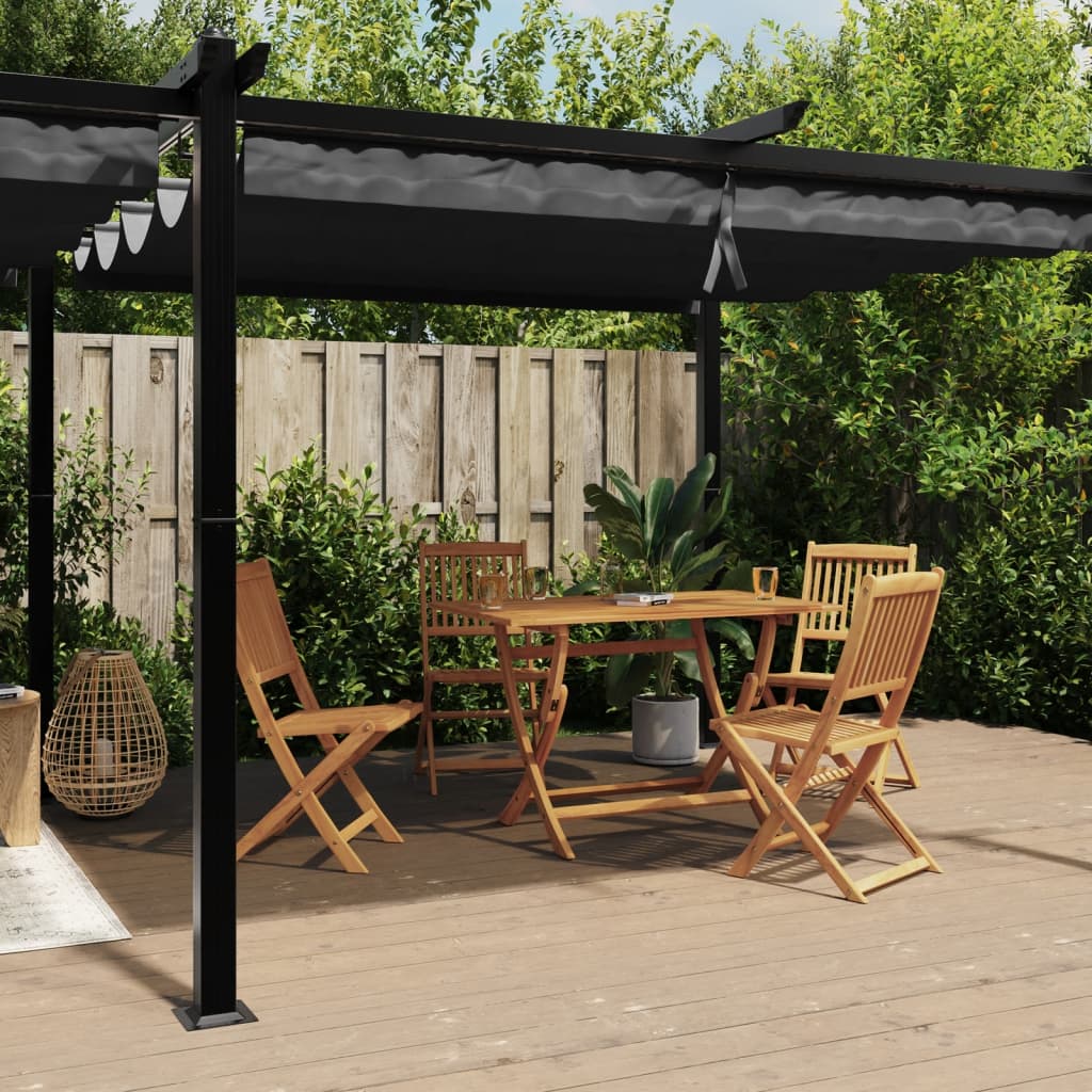 Paviljong Med Infällbart Tak Gräddvit 3X6 M Aluminium