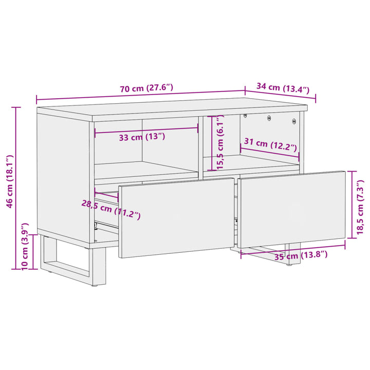 Tv-Bänk 70X34X46 Cm Massivt Akaciaträ