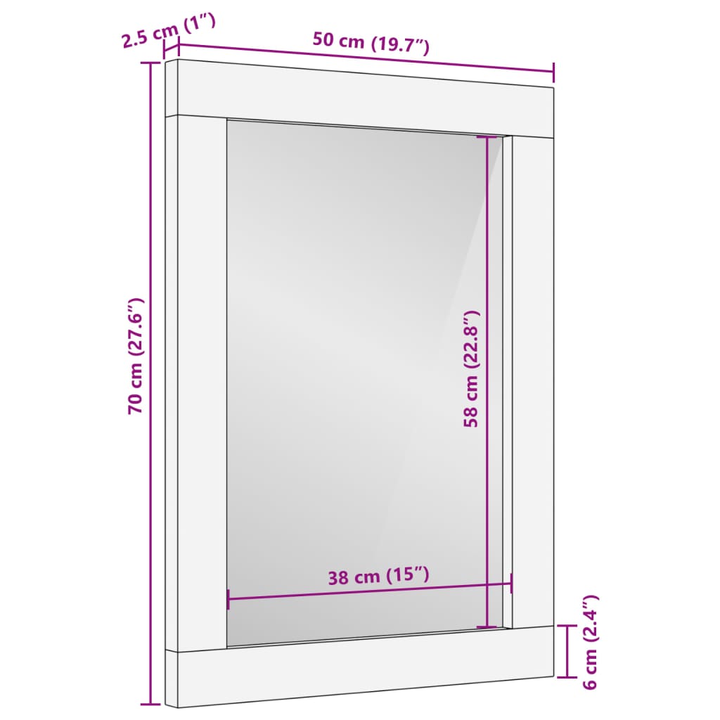 Badrumsspegel 50X70 Cm Trä Och Glas