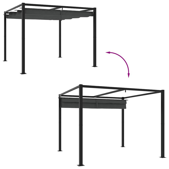 Paviljong Med Infällbart Tak Stål