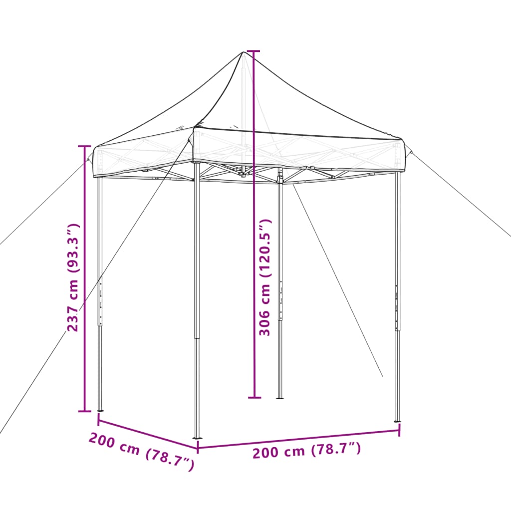Pop-Up Hopfällbart Partytält 200X200X306 Cm