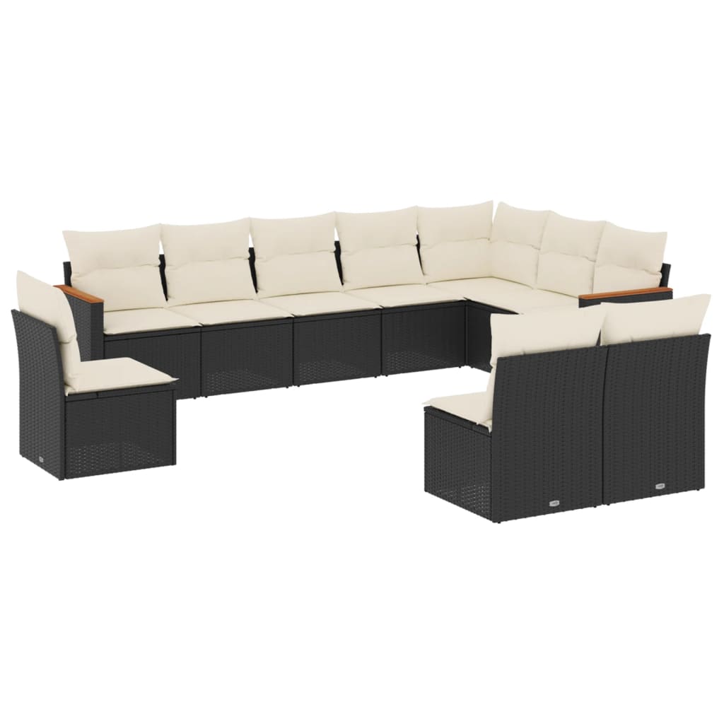 Loungegrupp 10 Delar Med Svarta Dynor Konstrotting