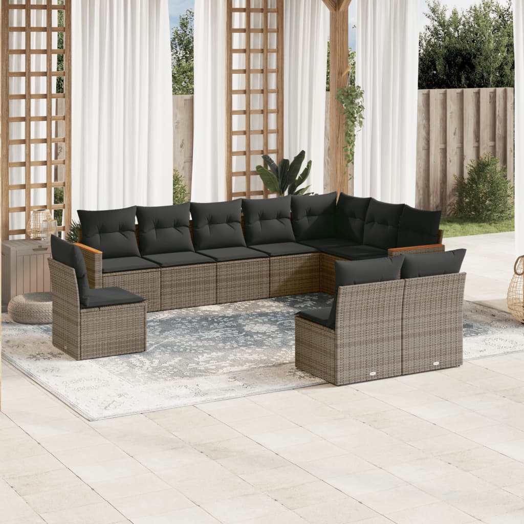 Loungegrupp 10 Delar Med Svarta Dynor Konstrotting