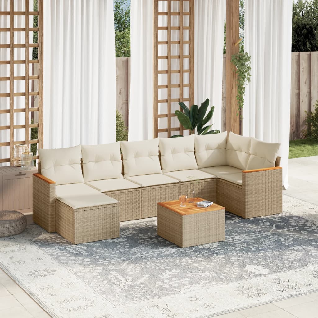 Soffgrupp För Trädgården Med Dynor 7 Delar Svart Konstrotting