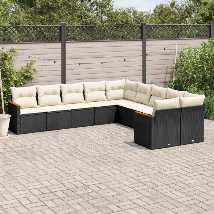 Loungegrupp 10 Delar Med Svarta Dynor Konstrotting