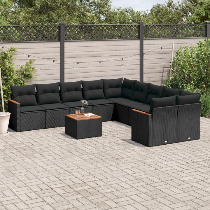 Loungegrupp 10 Delar Med Svarta Dynor Konstrotting