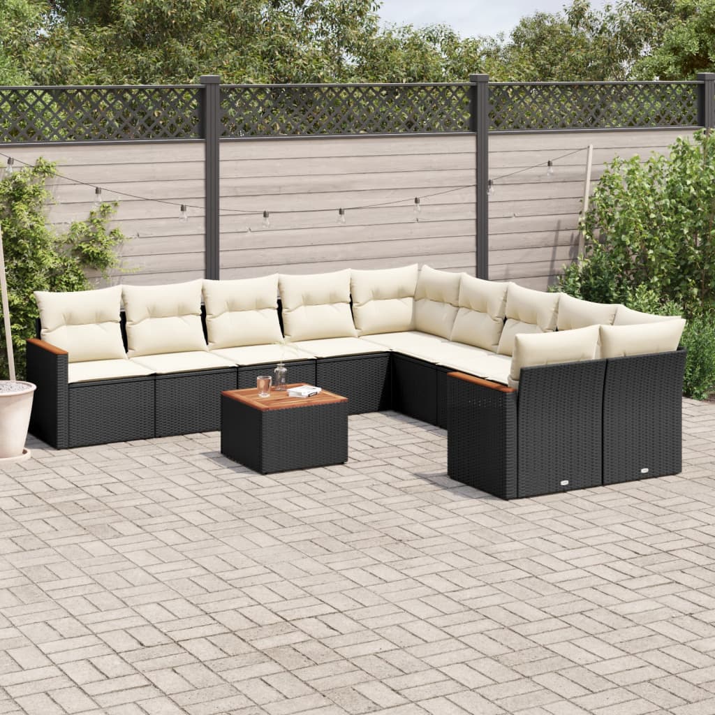 Loungegrupp 10 Delar Med Svarta Dynor Konstrotting
