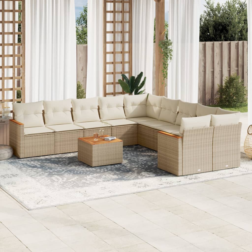Loungegrupp 10 Delar Med Svarta Dynor Konstrotting