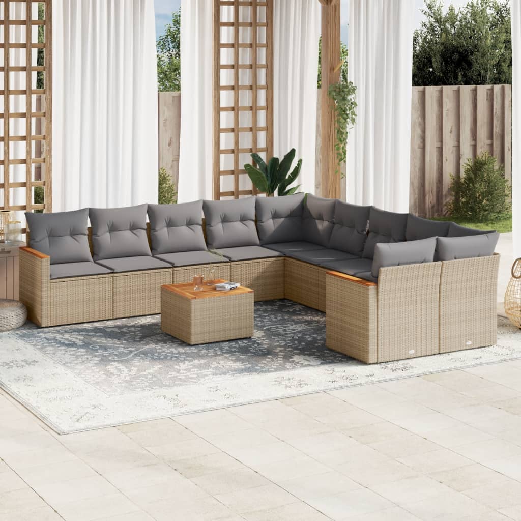 Loungegrupp 10 Delar Med Svarta Dynor Konstrotting