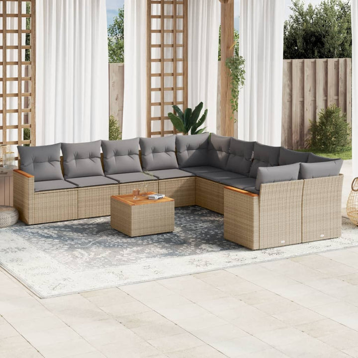 Loungegrupp 10 Delar Med Svarta Dynor Konstrotting