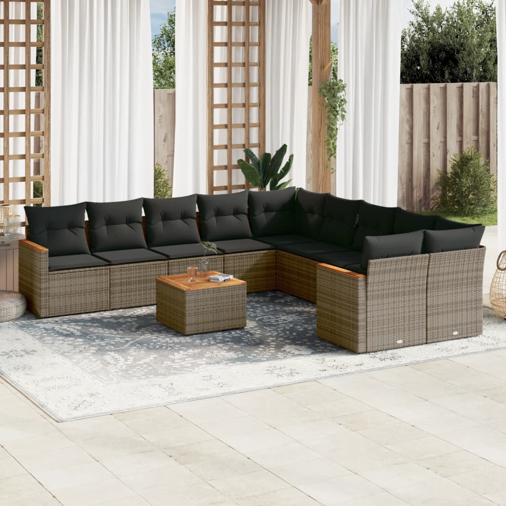 Loungegrupp 10 Delar Med Svarta Dynor Konstrotting