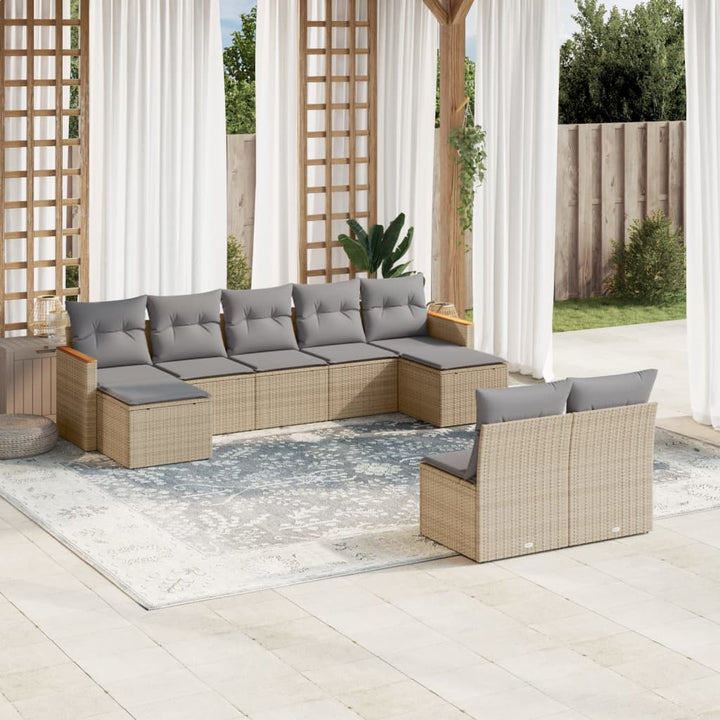 Loungegrupp För Trädgården M Dynor 9 Delar Svart Konstrottning